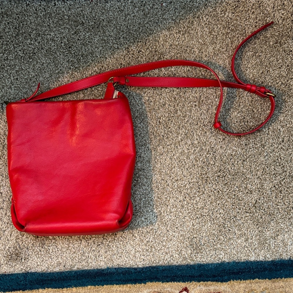 J. Crew Red Leather Shoulder Bag
